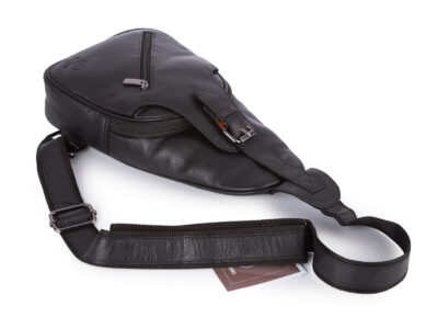 Skórzany plecak damski miejski na jedno ramię elegancki czarny - obrazek 4