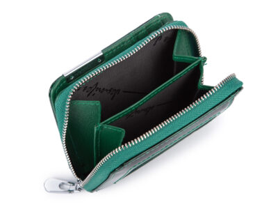 Mały portfel damski w motylki - zielony, skórzany, lakierowany Jennifer Jones - obrazek 5