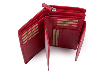 Duży, czerwony, portfel damski z miękkiej skóry naturalnej Franko - obrazek 7