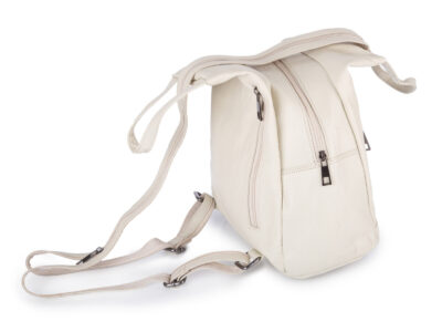 Miejski plecak damski z miękkiej skóry naturalnej na jedno lub dwa ramiona beżowy - obrazek 7