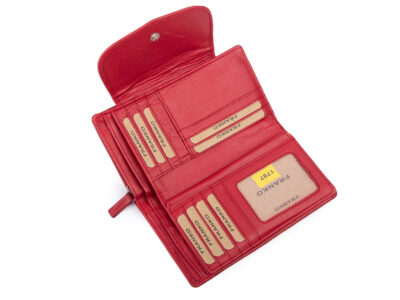 Duży, czerwony, portfel damski z miękkiej skóry naturalnej Franko - obrazek 4