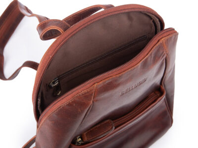 Elegancki, brązowy plecak damski miejski z gładkiej skóry naturalnej, średni - obrazek 7