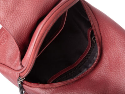 Skórzany plecak damski miejski na jedno ramię elegancki bordowy - obrazek 5
