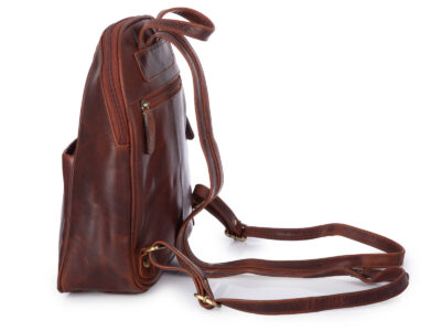 Elegancki, brązowy plecak damski miejski z gładkiej skóry naturalnej, średni - obrazek 4