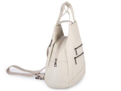 Miejski plecak damski z miękkiej skóry naturalnej na jedno lub dwa ramiona beżowy - obrazek 3