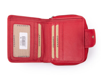 Średniej wielkości, skórzany portfel damski czerwony Franko - obrazek 5