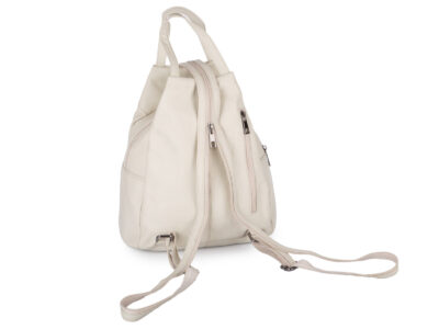 Miejski plecak damski z miękkiej skóry naturalnej na jedno lub dwa ramiona beżowy - obrazek 5