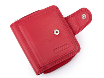 Średniej wielkości, skórzany portfel damski czerwony Franko - obrazek 3