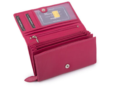 Duży różowy portfel damski skórzany Money Maker - obrazek 3