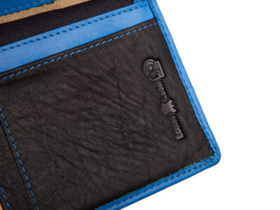 Duży, czarno-niebieski, portfel damski z miękkiej skóry naturalnej Franko - obrazek 6