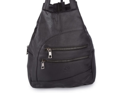 Miejski plecak damski z miękkiej skóry naturalnej na jedno lub dwa ramiona czarny - obrazek 2