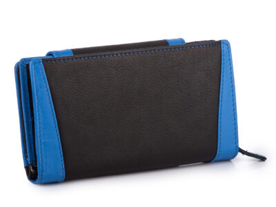 Duży, czarno-niebieski, portfel damski z miękkiej skóry naturalnej Franko - obrazek 2