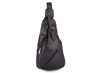 Skórzany plecak damski miejski na jedno ramię elegancki czarny - obrazek 1