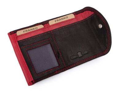Malutki, kieszonkowy portfel skórzany w kolorze czarno-czerwonym Franko - obrazek 4