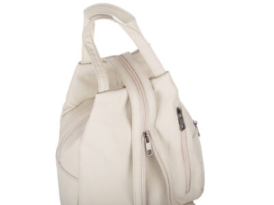 Miejski plecak damski z miękkiej skóry naturalnej na jedno lub dwa ramiona beżowy - obrazek 6