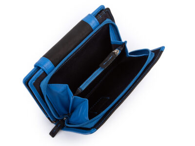 Duży, czarno-niebieski, portfel damski z miękkiej skóry naturalnej Franko - obrazek 8