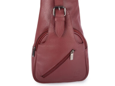 Skórzany plecak damski miejski na jedno ramię elegancki bordowy - obrazek 3