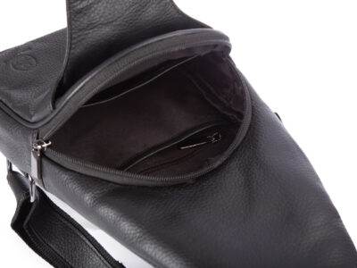 Skórzany plecak damski miejski na jedno ramię elegancki czarny - obrazek 6