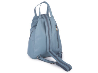 Miejski plecak damski z miękkiej skóry naturalnej na jedno lub dwa ramiona niebieski - obrazek 2