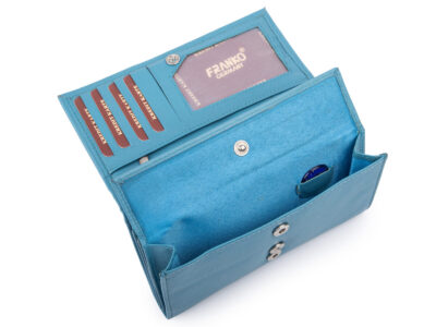 Niebieski, pojemny, skórzany portfel damski poziomy Franko - obrazek 5