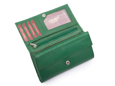 Zielony, pojemny, skórzany portfel damski poziomy Franko - obrazek 3