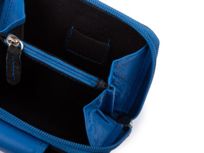 Średniej wielkości, skórzany portfel damski czarno-niebieski Franko - obrazek 7