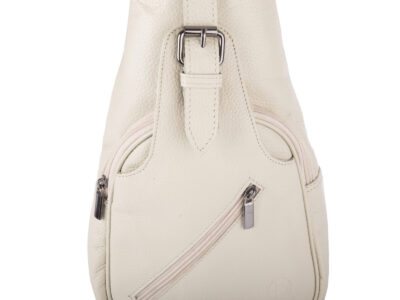 Skórzany plecak damski miejski na jedno ramię elegancki jasny beżowy - obrazek 2