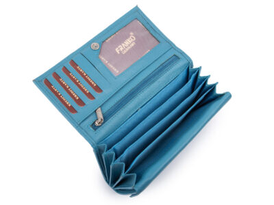 Niebieski, pojemny, skórzany portfel damski poziomy Franko - obrazek 4