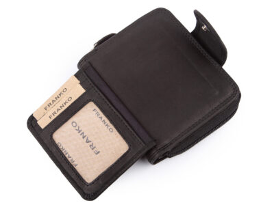 Średniej wielkości, skórzany portfel damski czarny Franko - obrazek 4