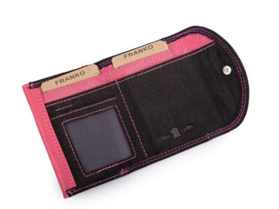 Malutki, kieszonkowy portfel skórzany w kolorze czarno-różowym Franko - obrazek 4