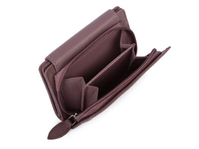 Średni skórzany portfel damski Money Maker w kolorze mauve - obrazek 7