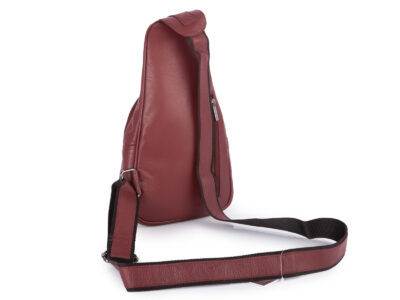 Skórzany plecak damski miejski na jedno ramię elegancki bordowy - obrazek 2