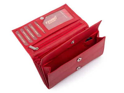 Czerwony, pojemny, skórzany portfel damski poziomy Franko - obrazek 5