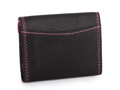 Malutki, kieszonkowy portfel skórzany w kolorze czarno-różowym Franko - obrazek 2