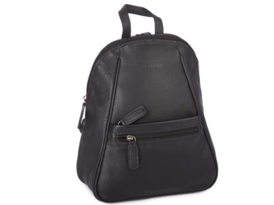 Elegancki, czarny plecak miejski damski uszyty z wysokogatunkowej skóry naturalnej