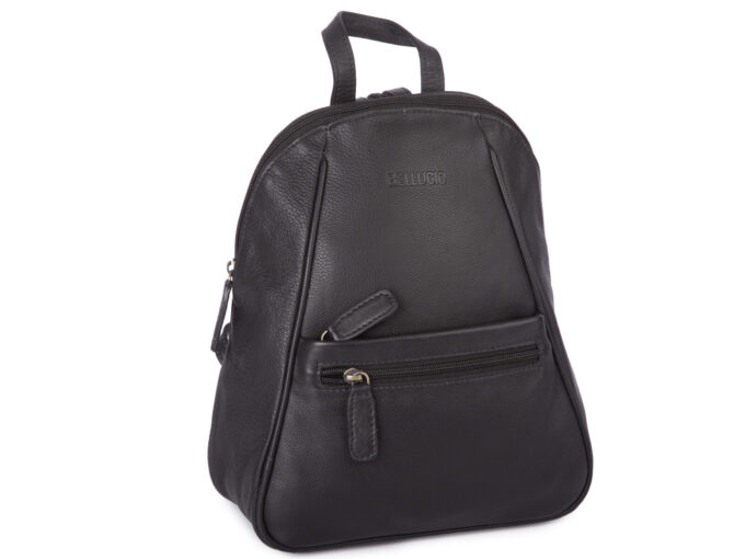 Elegancki, czarny plecak miejski damski uszyty z wysokogatunkowej skóry naturalnej