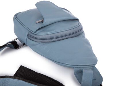 Skórzany plecak damski miejski na jedno ramię elegancki niebieski - obrazek 6