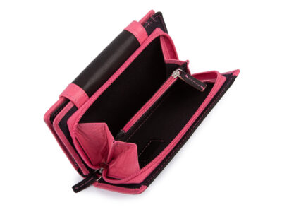 Duży, czarno-różowy, portfel damski z miękkiej skóry naturalnej Franko - obrazek 8