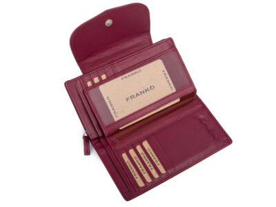 Duży, bordowy, portfel damski z miękkiej skóry naturalnej Franko - obrazek 4