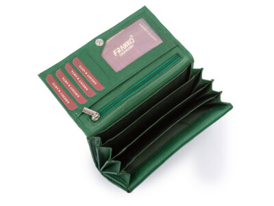 Zielony, pojemny, skórzany portfel damski poziomy Franko - obrazek 4