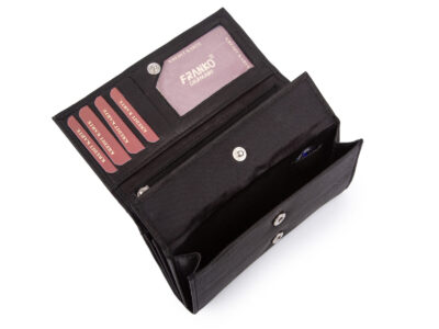 Czarny, pojemny, skórzany portfel damski poziomy Franko - obrazek 5