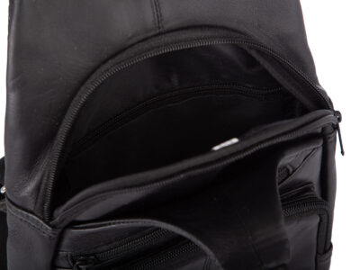 Skórzany plecak na jedno ramię trójkątny crossbody czarny - obrazek 6