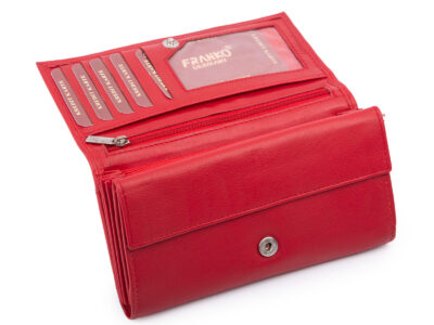 Czerwony, pojemny, skórzany portfel damski poziomy Franko - obrazek 3