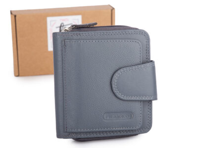 Średniej wielkości, skórzany portfel damski szary Franko - obrazek 1