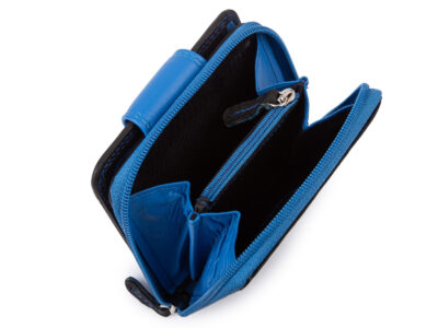 Średniej wielkości, skórzany portfel damski czarno-niebieski Franko - obrazek 6