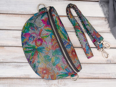 Kolorowa, skórzana saszetka damska z paskiem na ramię crossbody Paolo Peruzzi - obrazek 4