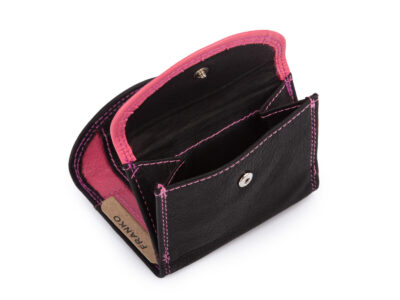 Malutki, kieszonkowy portfel skórzany w kolorze czarno-różowym Franko - obrazek 5