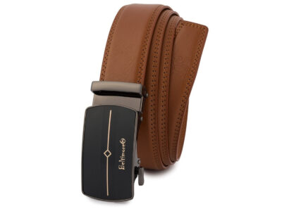 Elegancki, brązowy pasek męski skórzany z klamrą automatyczną Beltimore 110 cm - obrazek 6