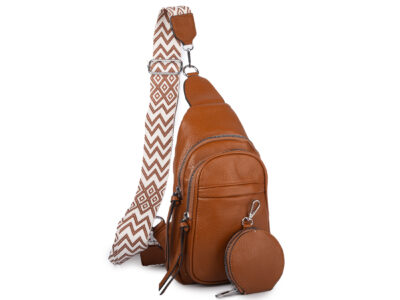 Brązowym (koniakowy) plecak damski na jedno ramię miejski elegancki