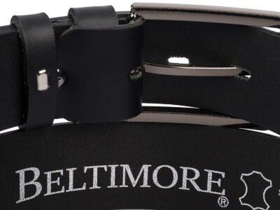 Elegancki, czarny pasek męski do spodni z licowej skóry naturalnej z klamrą klasyczną 110 cm - obrazek 5